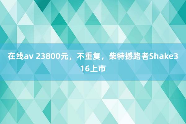 在线av 23800元，不重复，柴特撼路者Shake316上市