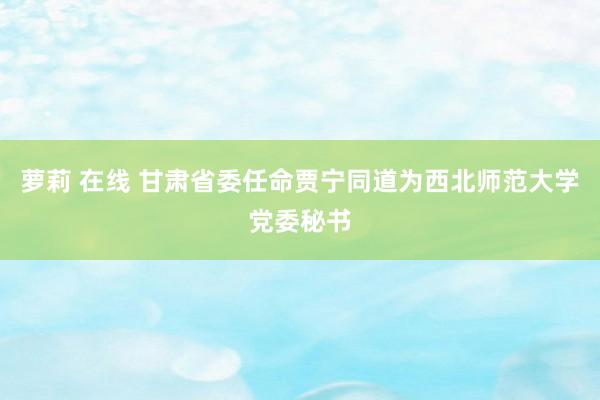 萝莉 在线 甘肃省委任命贾宁同道为西北师范大学党委秘书